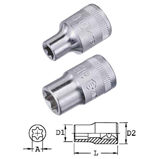 Genius Tools 353512 3/8"-os E-típusú (belső torx) dugókulcs fej, E-12 termék fő termékképe