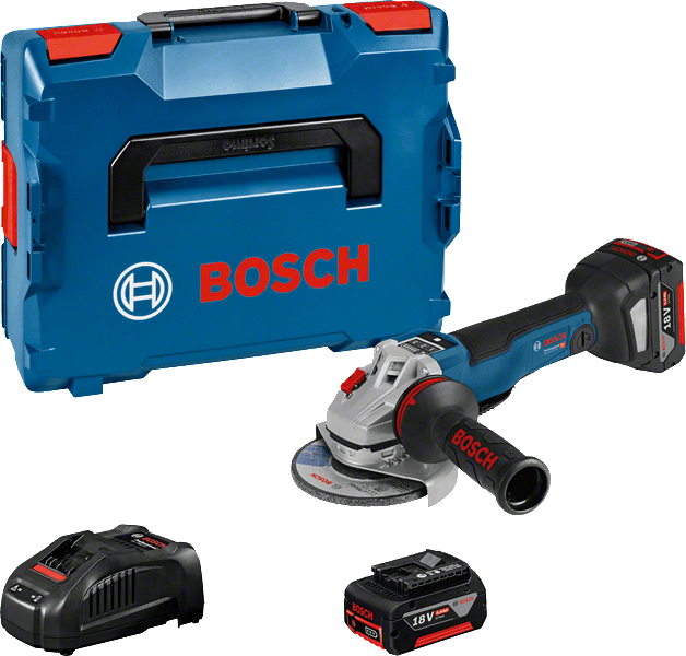 Bosch GWS 18V-10 PSC akkus sarokcsiszoló (2 x 5.0 Ah Li-ion akkuval, L-BOXX-ban) termék fő termékképe