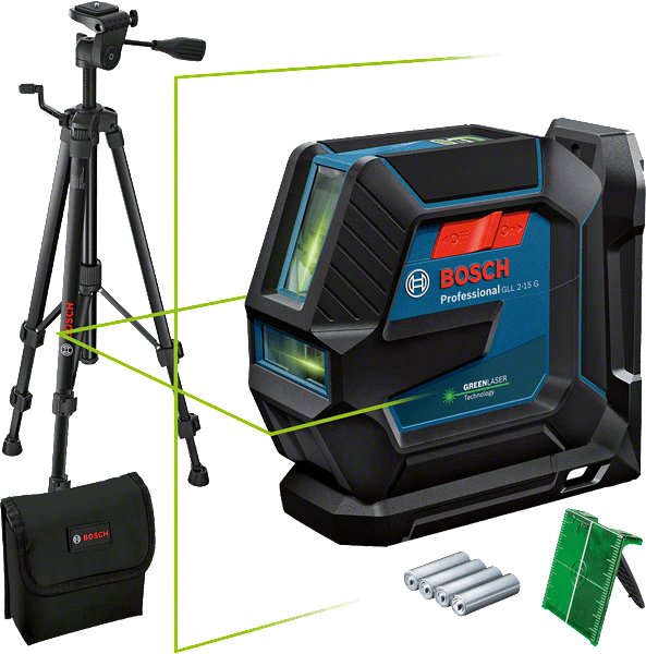 Bosch GLL 2-15 G vonallézer + BT 150 állvány + LB 10 univerzális tartó termék fő termékképe